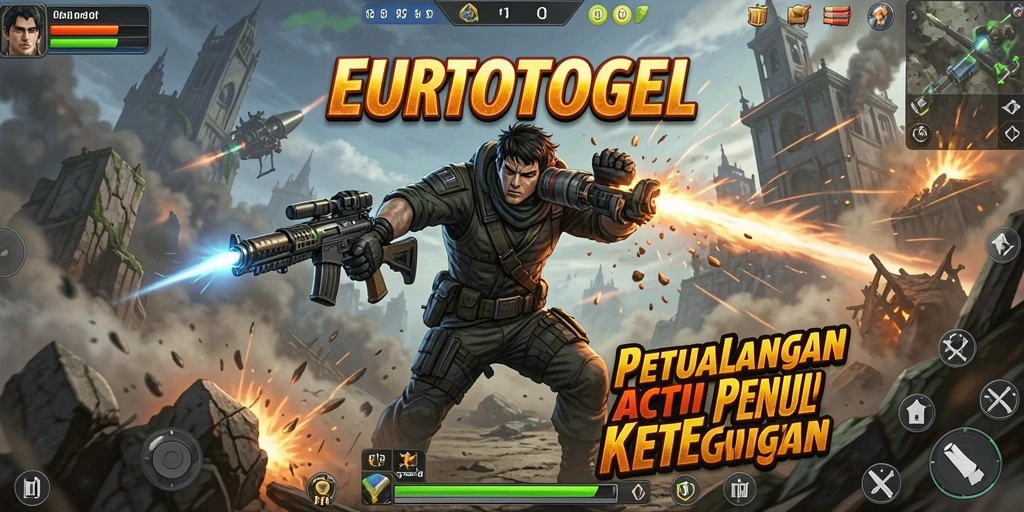 Tampilkan gameplay mendebarkan EUROTOGEL dengan pertarungan intens.