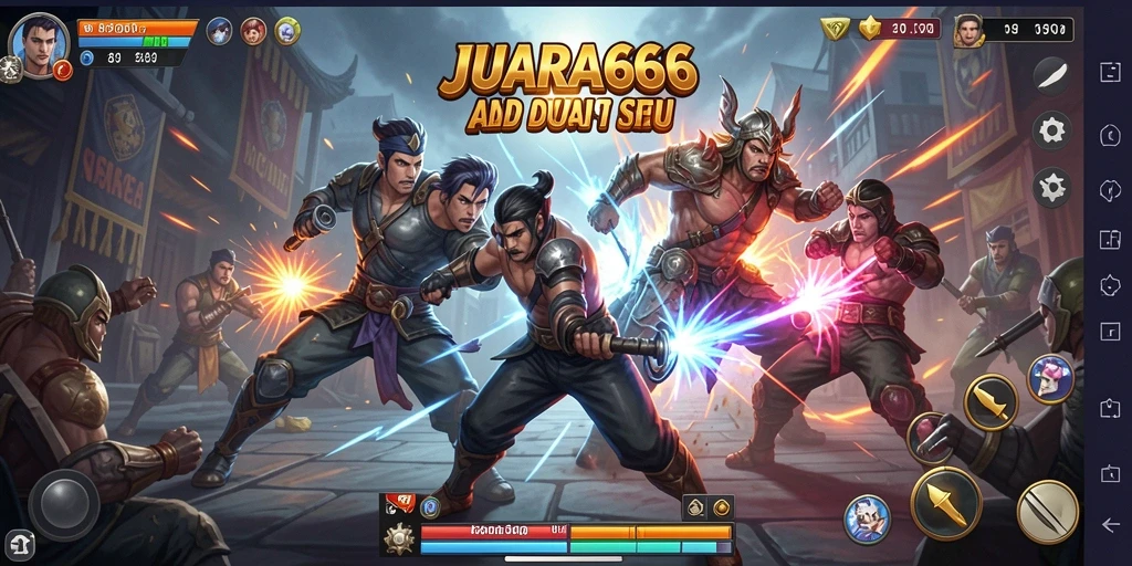 Tampilan gameplay JUARA666 dengan pertarungan yang mendebarkan.