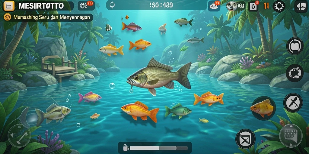 Gameplay seru MESIRTOTO dengan berbagai jenis ikan yang bisa ditangkap.