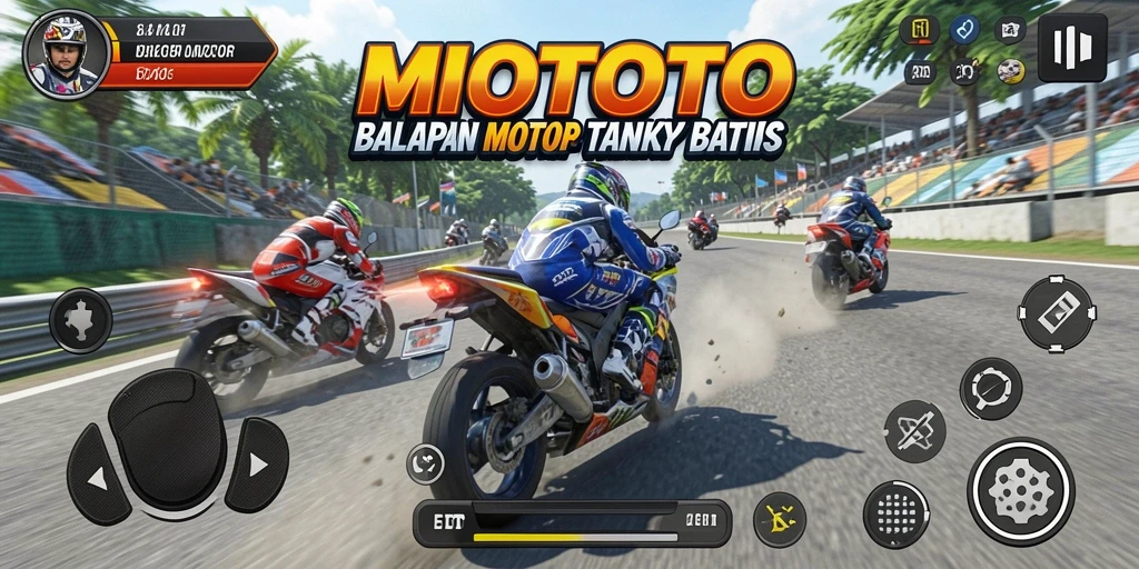 Gameplay seru MIOTOTO dengan balapan motor cepat.