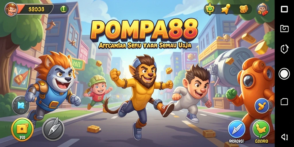 Screenshot utama POMPA88 menunjukkan gameplay seru dan menantang di dunia Arcade.